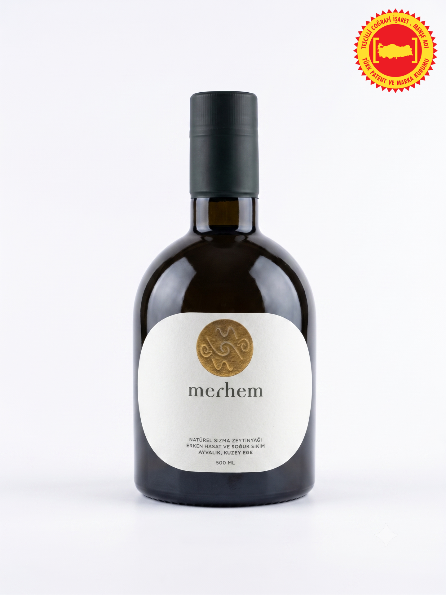 Merhem - Coğrafi İşaretli Ayvalık Zeytinyağı 500 ml Erken Hasat Soğuk Sıkım Natürel Sızma