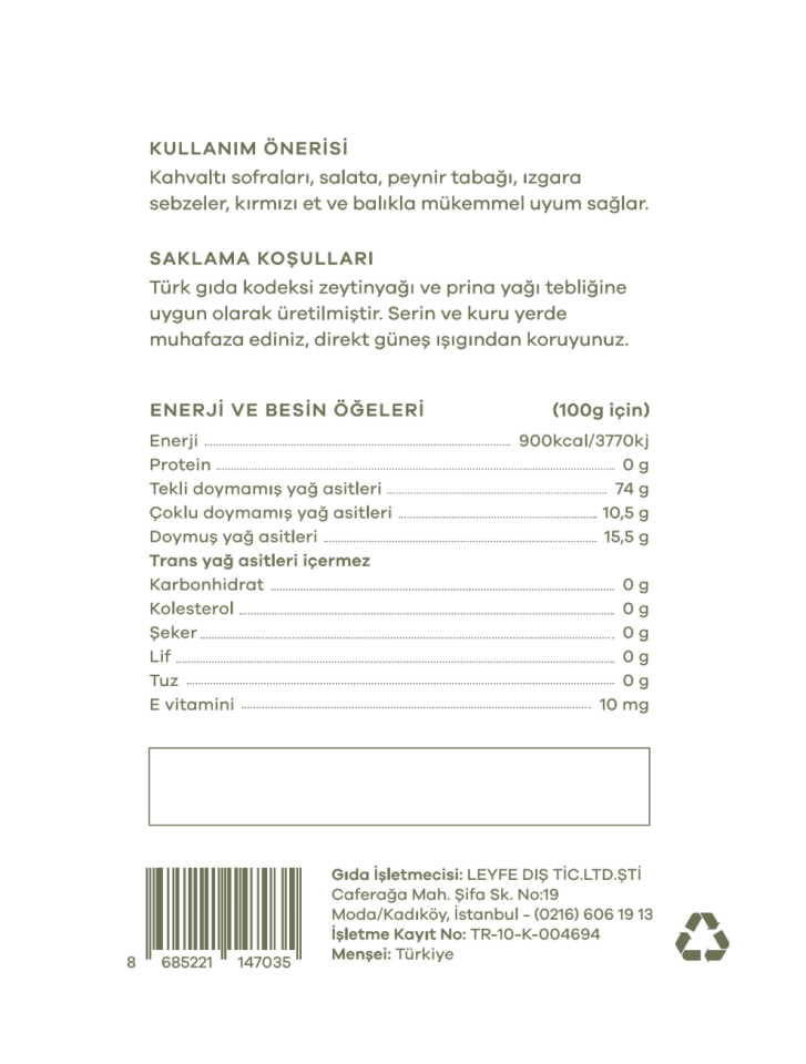 Merhem - Coğrafi İşaretli Ayvalık Zeytinyağı 3 Lt Teneke Erken Hasat Soğuk Sıkım