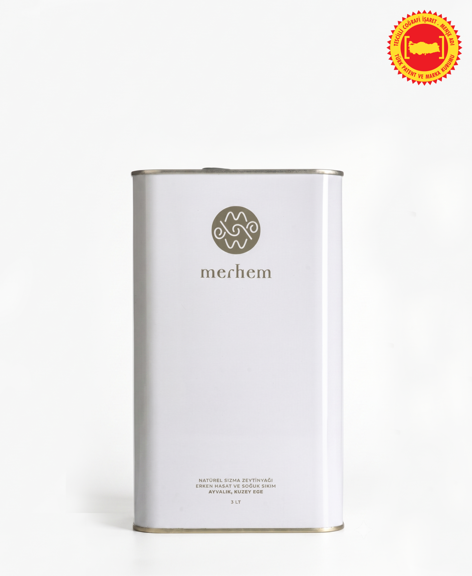 Merhem - Coğrafi İşaretli Ayvalık Zeytinyağı 3 Lt Teneke Erken Hasat Soğuk Sıkım